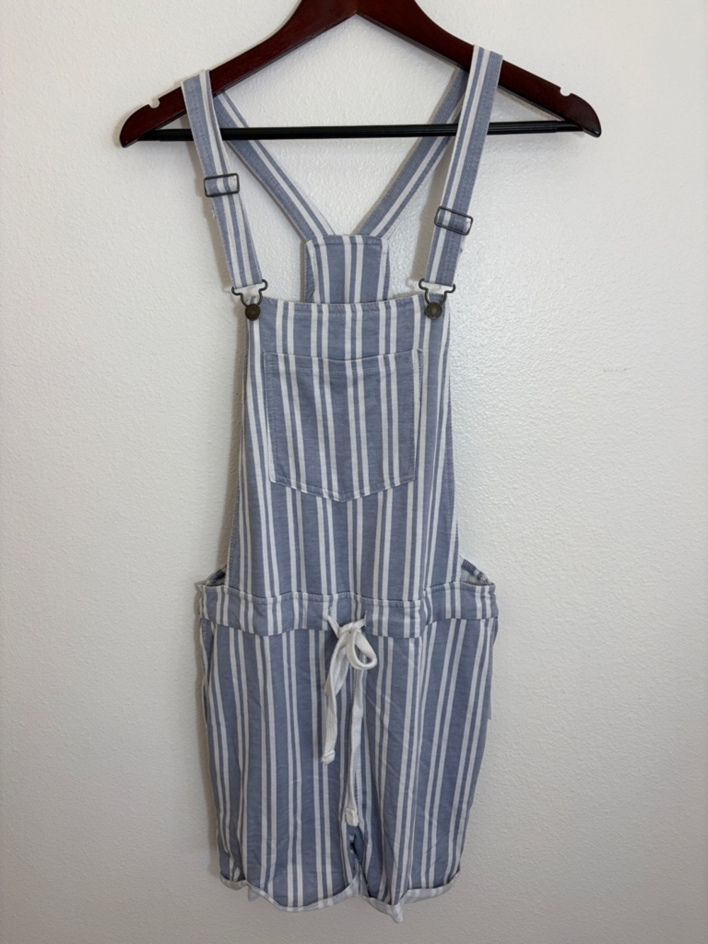 NWT Wallflower Striped Blue White Short Overalls